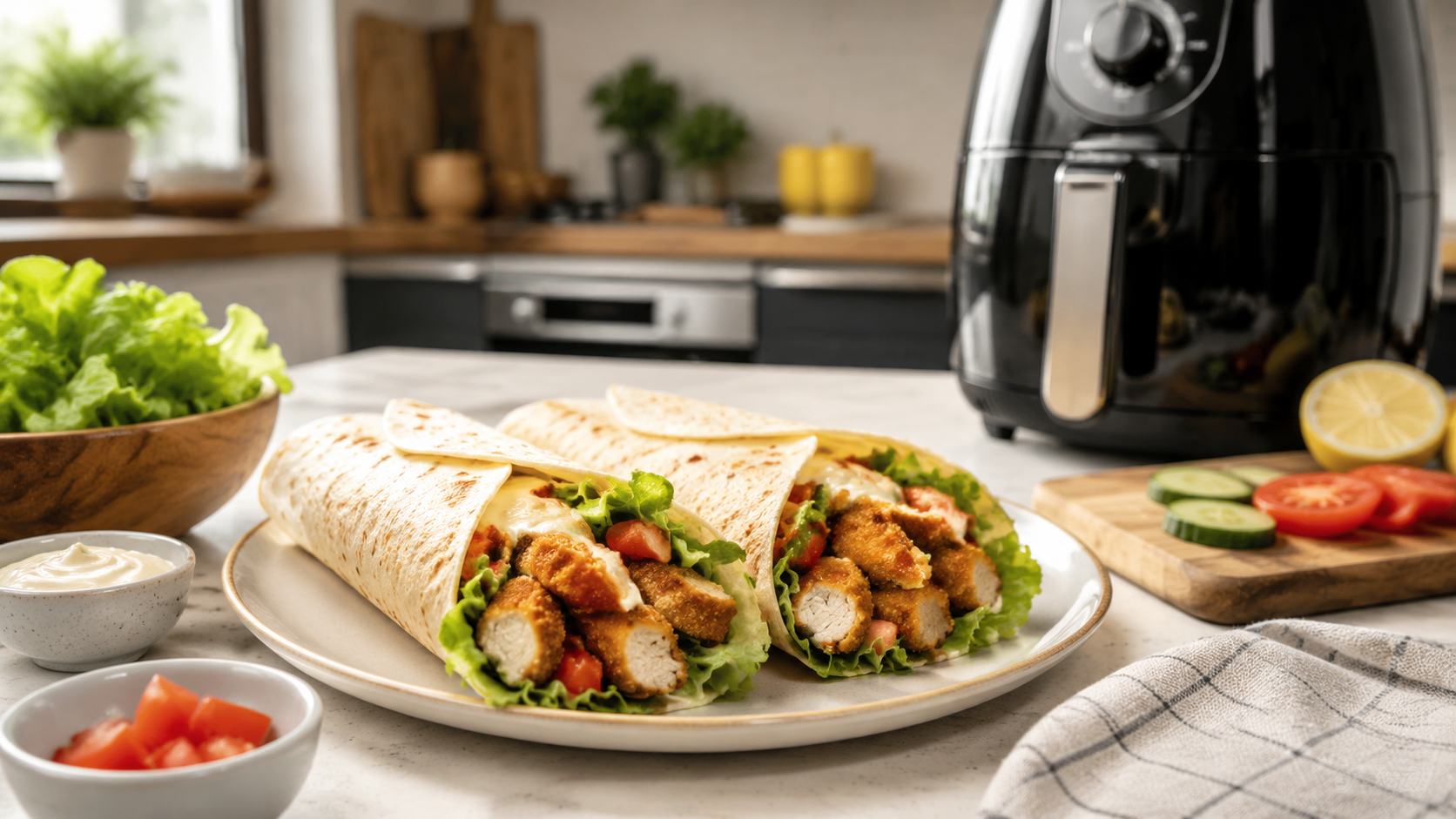 Air Fryer Chicken Tender Wraps ingredients and preparation