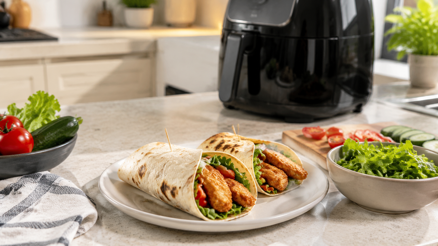 Air Fryer Chicken Tender Wraps ready to serve or store