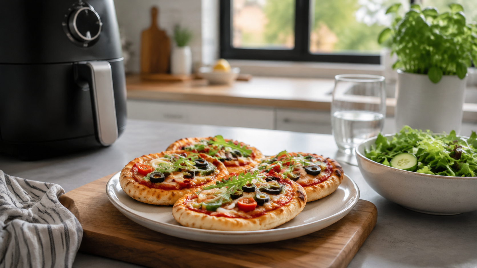 Air Fryer Pita Pizza Night ingredients and preparation