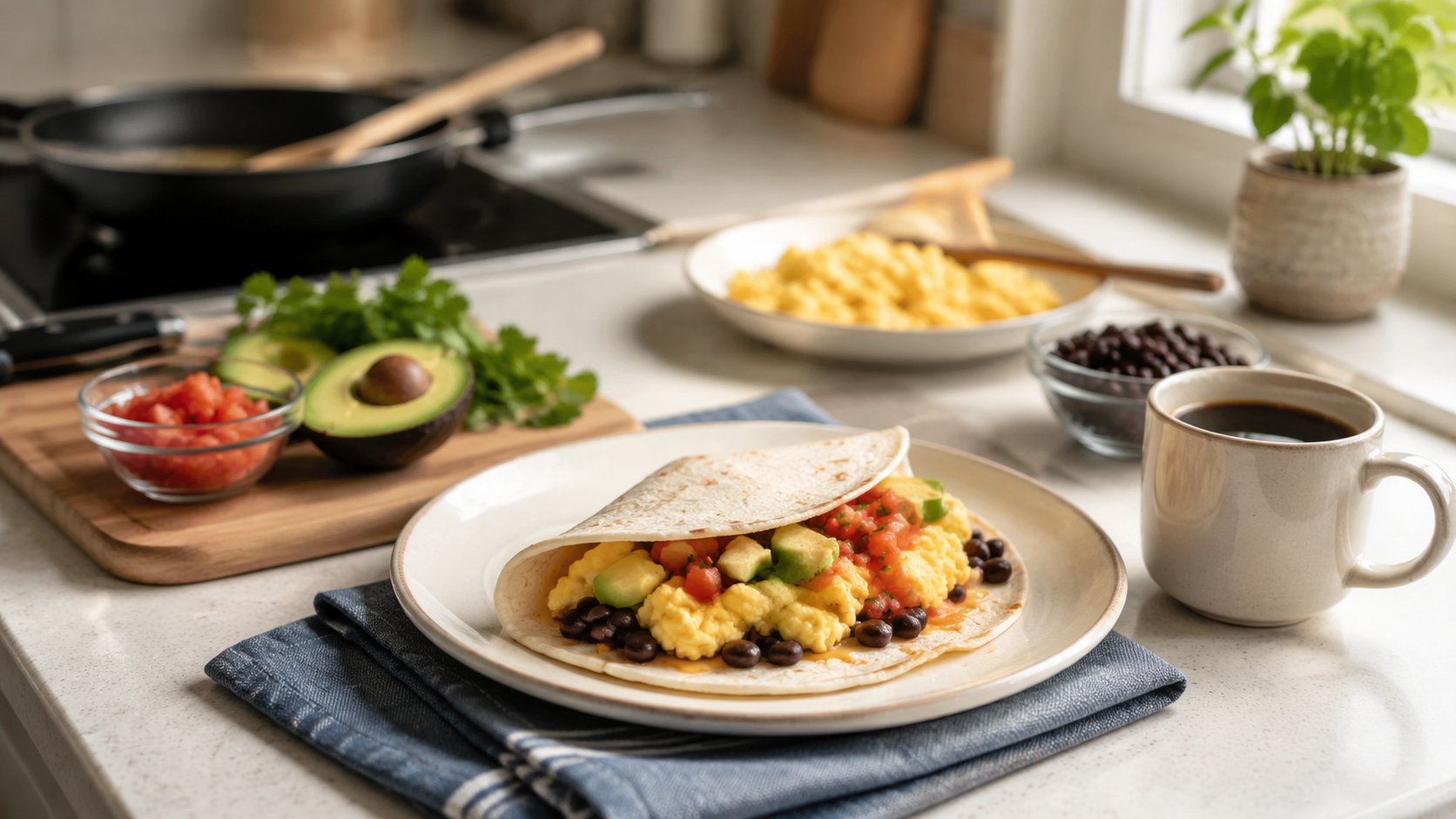 Breakfast Taco With Eggs and Beans ingredients and preparation