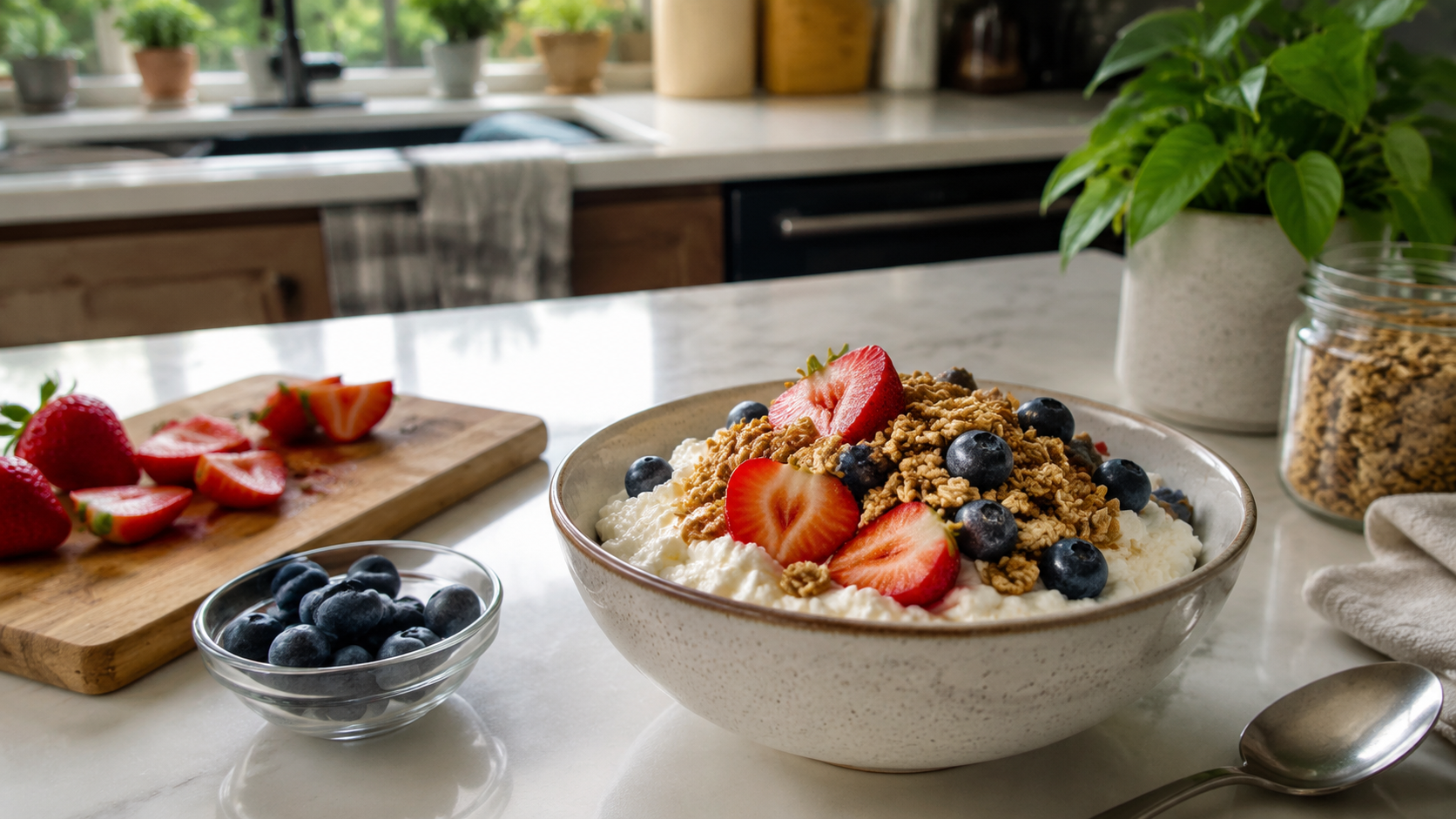 Cottage Cheese Fruit Crunch Bowl ingredients and preparation