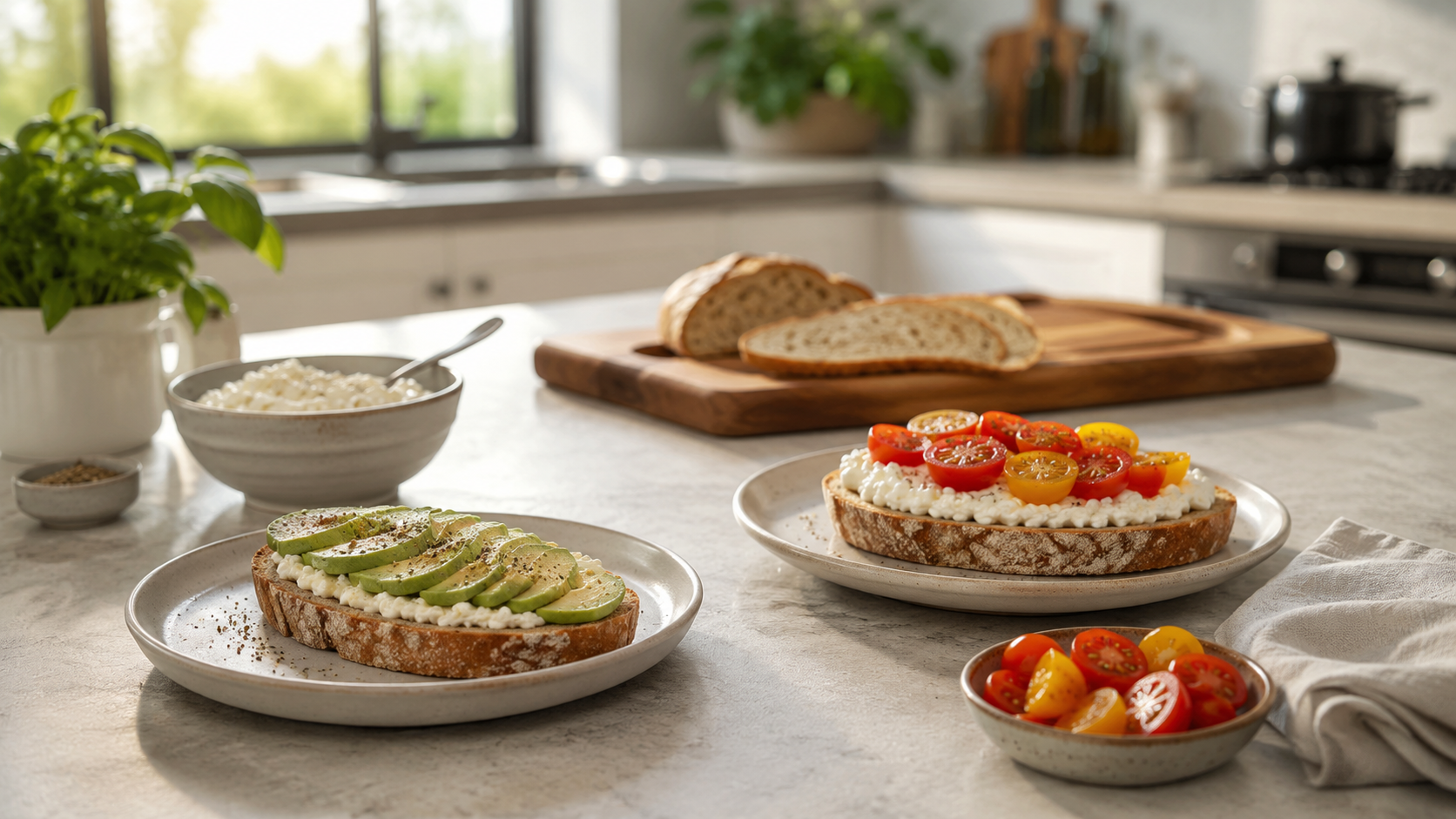 Cottage Cheese Toast Two Ways ingredients and preparation
