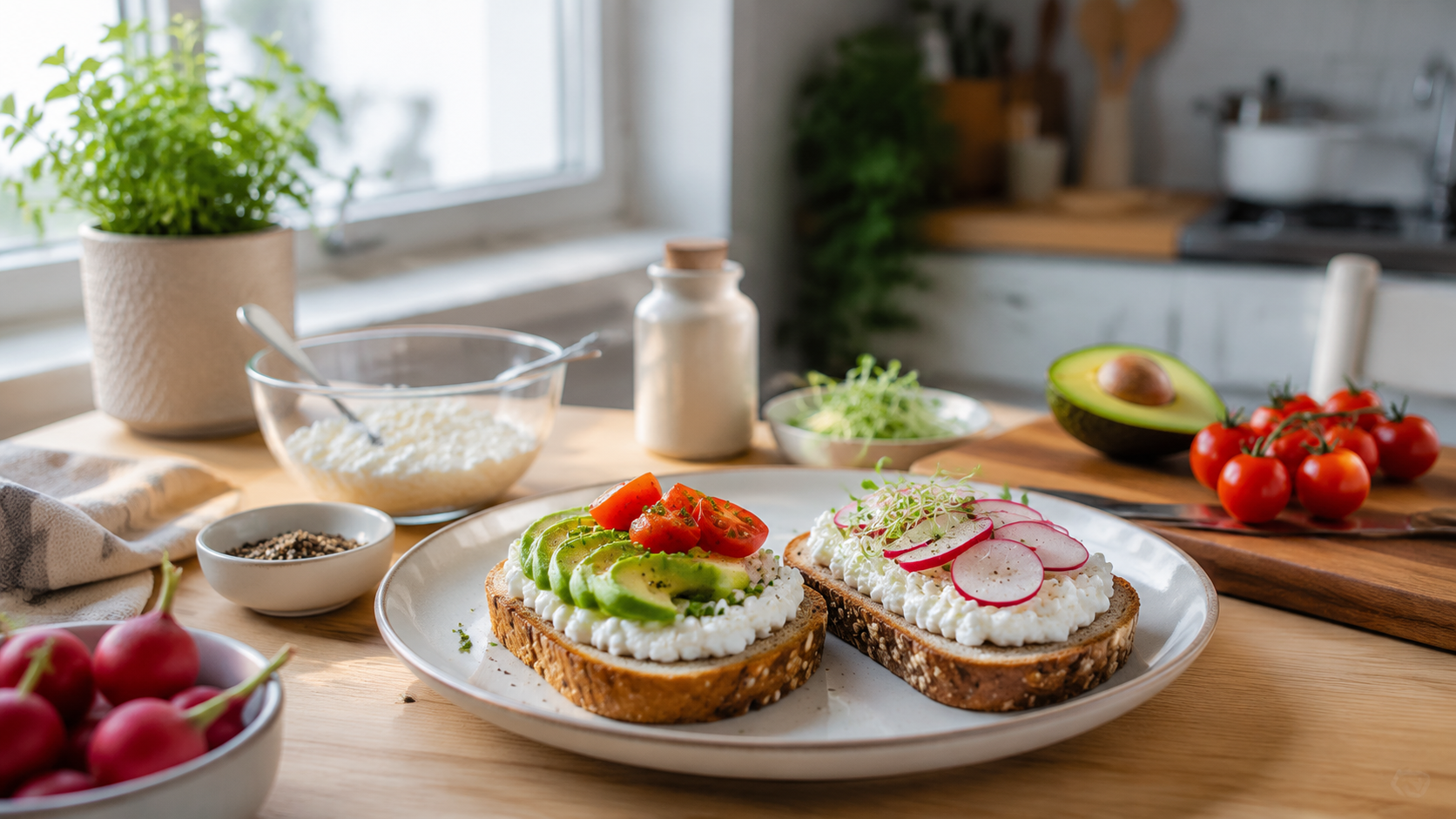 Cottage Cheese Toast Two Ways ready to serve or store