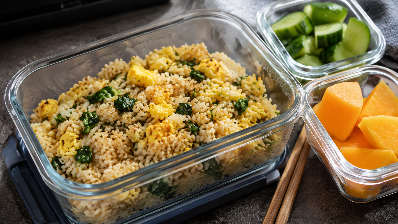Egg Fried Rice With Greens ready to serve or store