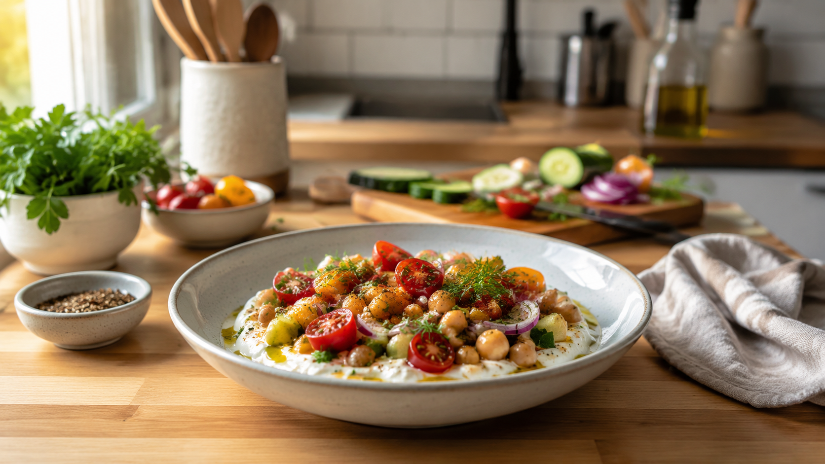 Greek Yogurt Savory Bowl With Chickpeas ingredients and preparation