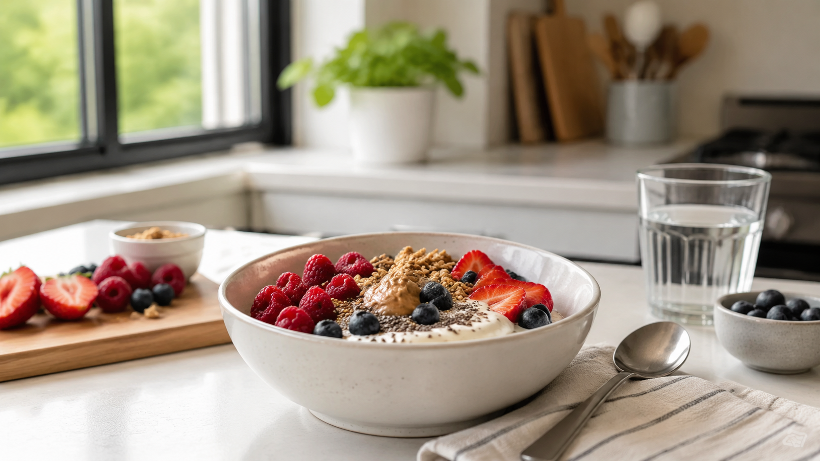 High-Protein Berry Yogurt Bowl ready to serve or store