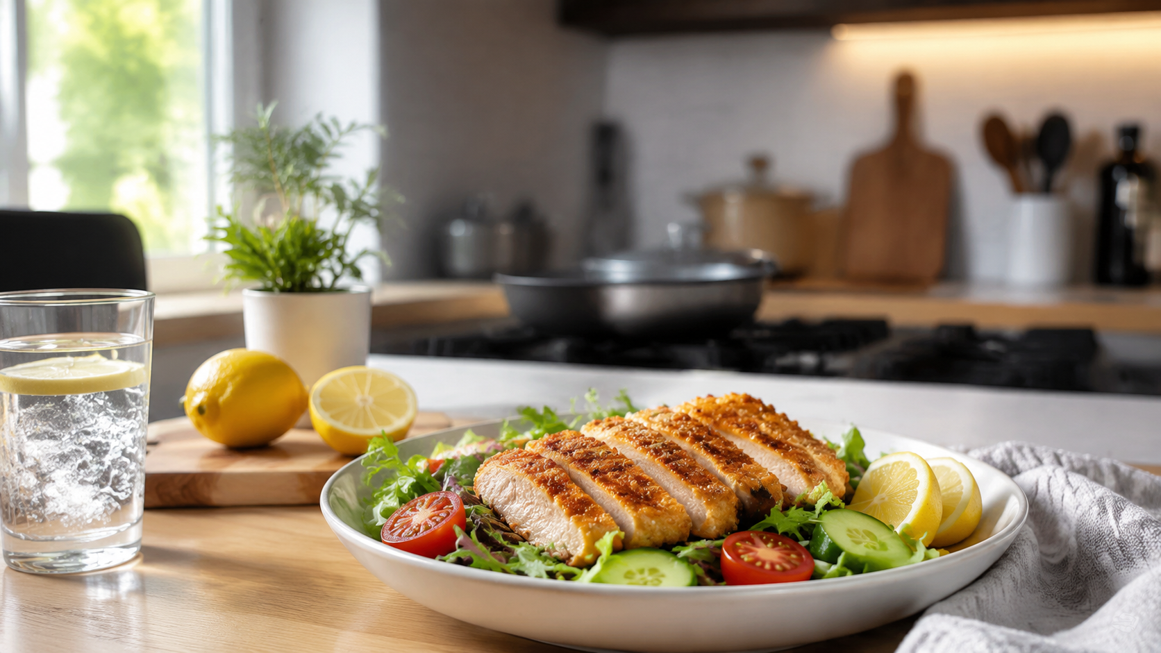 Lemon Chicken Cutlet Salad Dinner ingredients and preparation