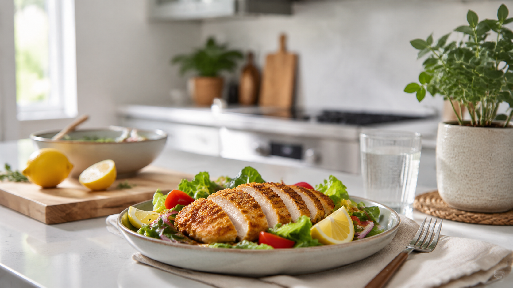 Lemon Chicken Cutlet Salad Dinner ready to serve or store