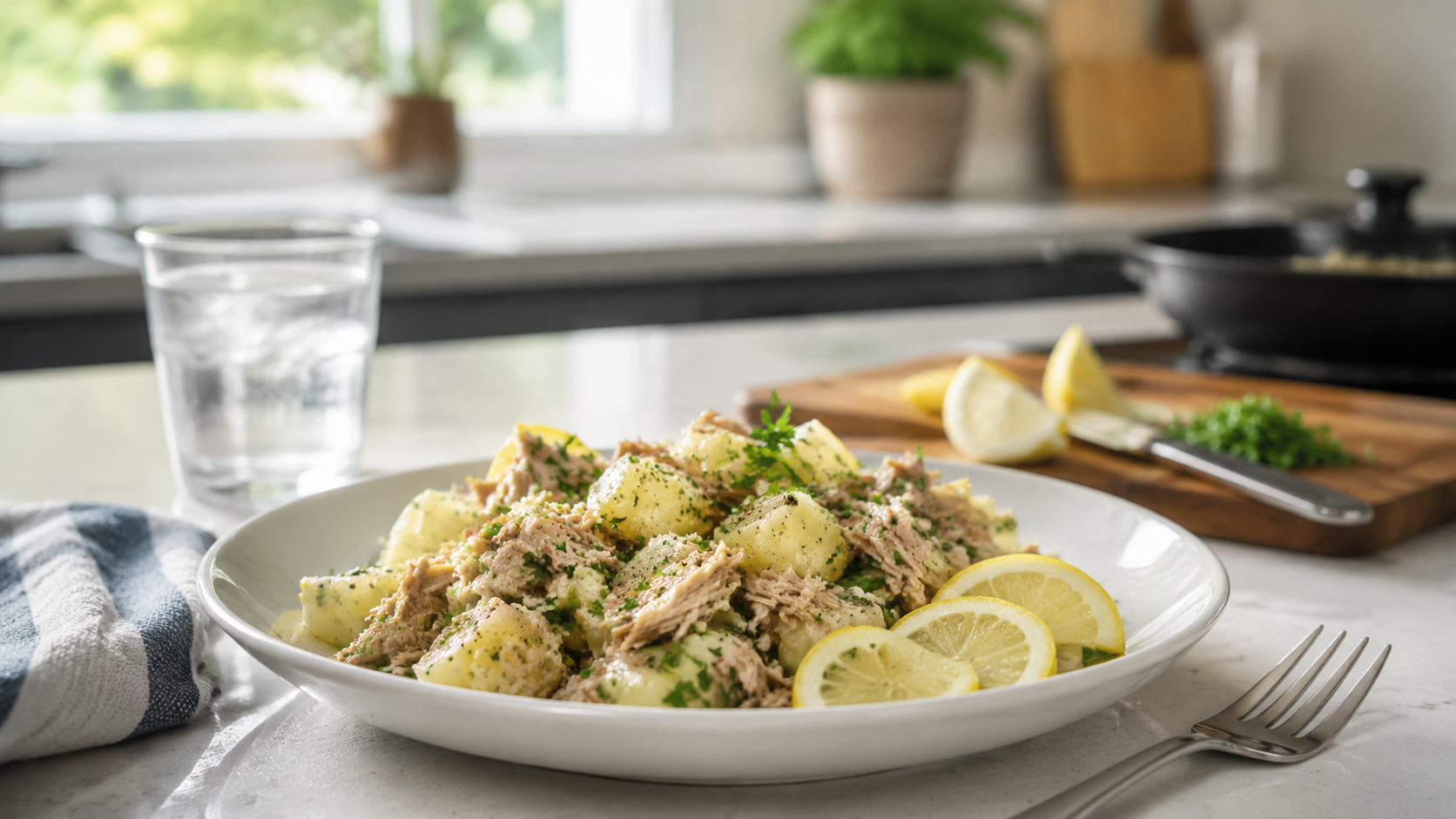 Lemon Herb Tuna Potato Plate ingredients and preparation