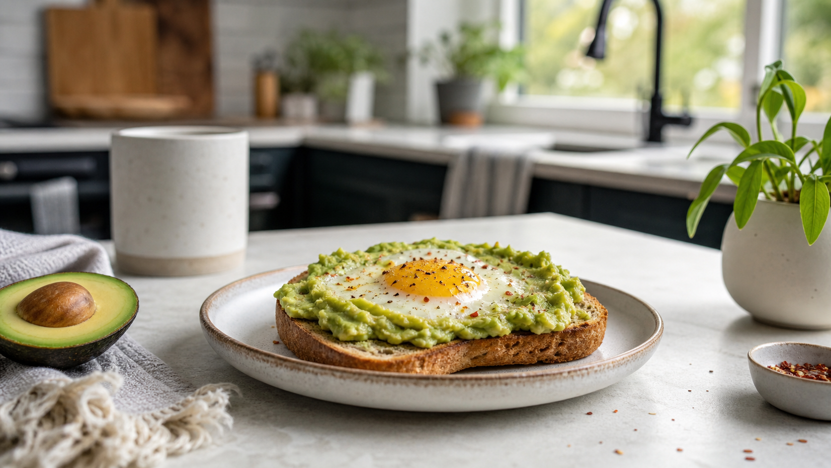 Microwave Egg Avocado Toast ready to serve or store