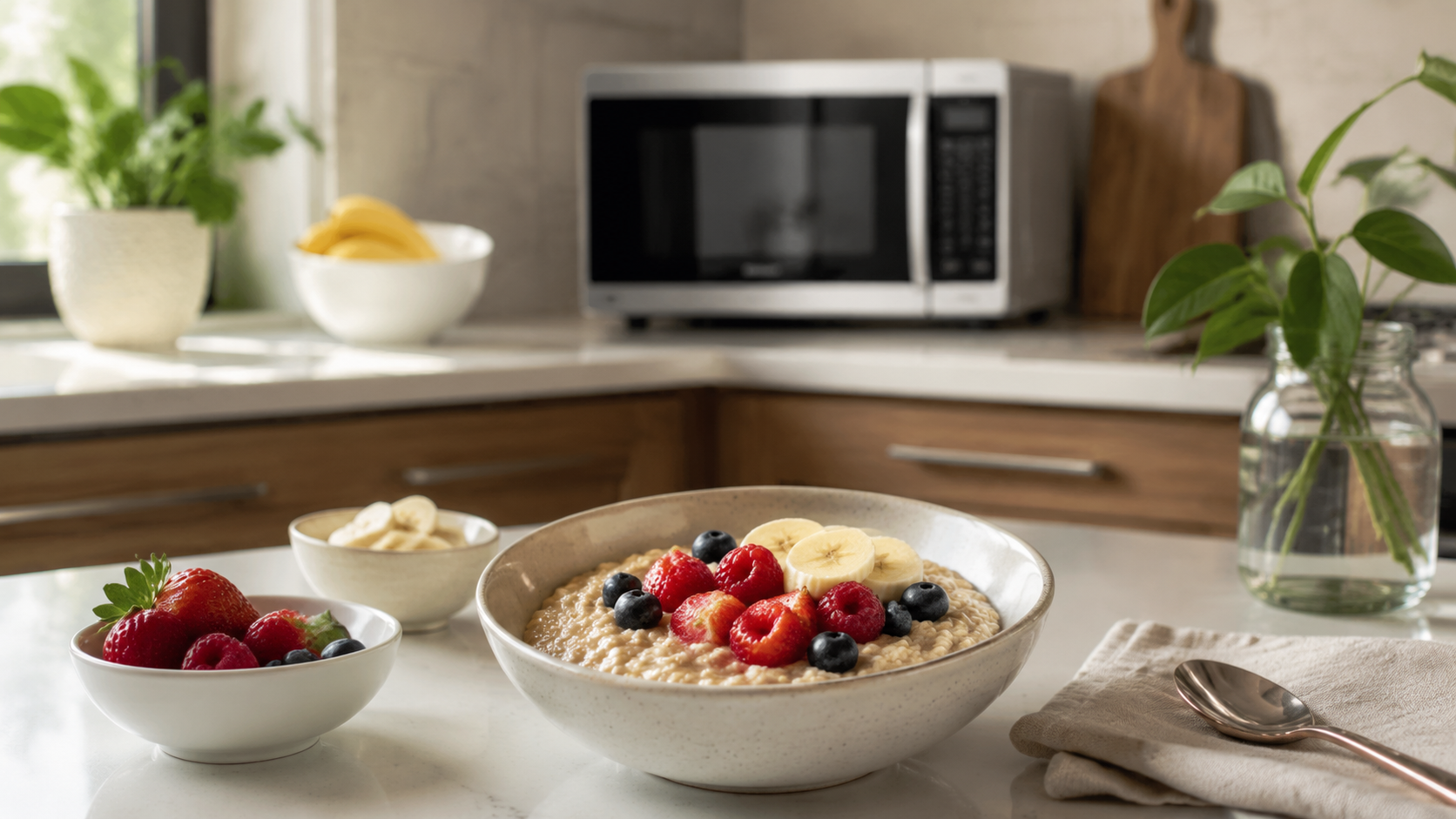 Microwave Oatmeal With Egg White and Fruit ingredients and preparation