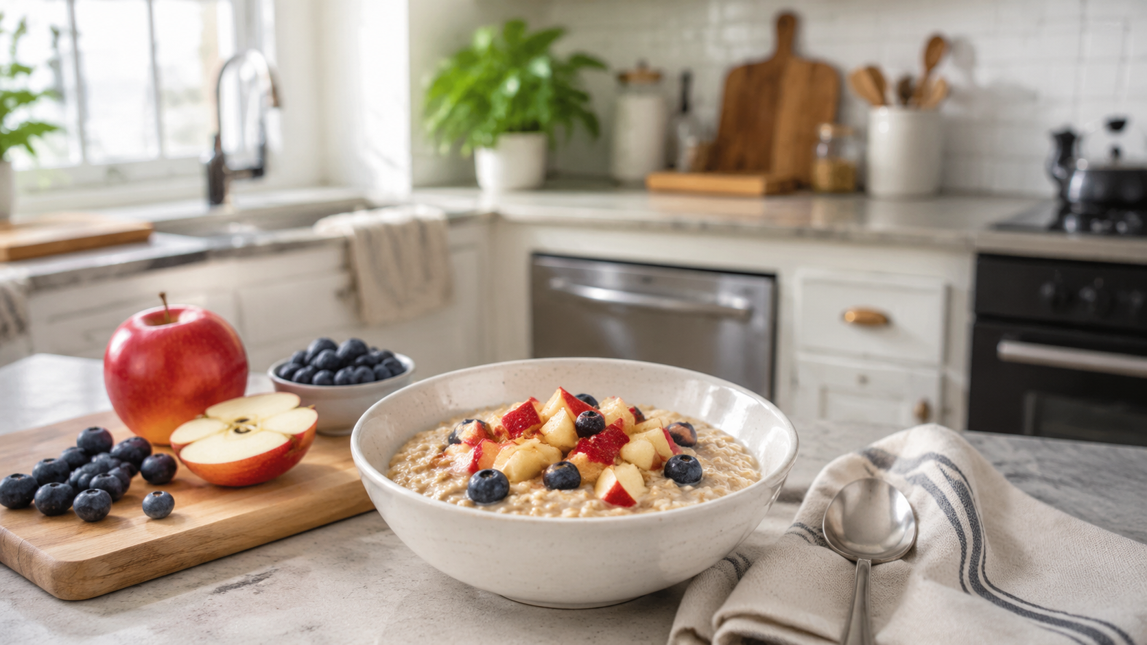 Microwave Oatmeal With Egg White and Fruit ready to serve or store
