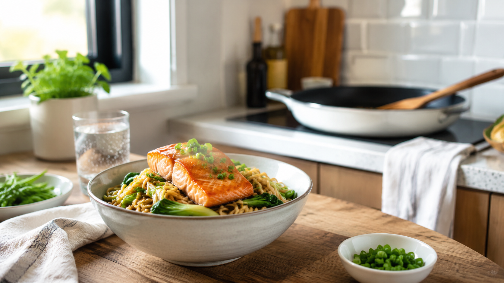 Miso Butter Salmon Noodle Bowl ingredients and preparation