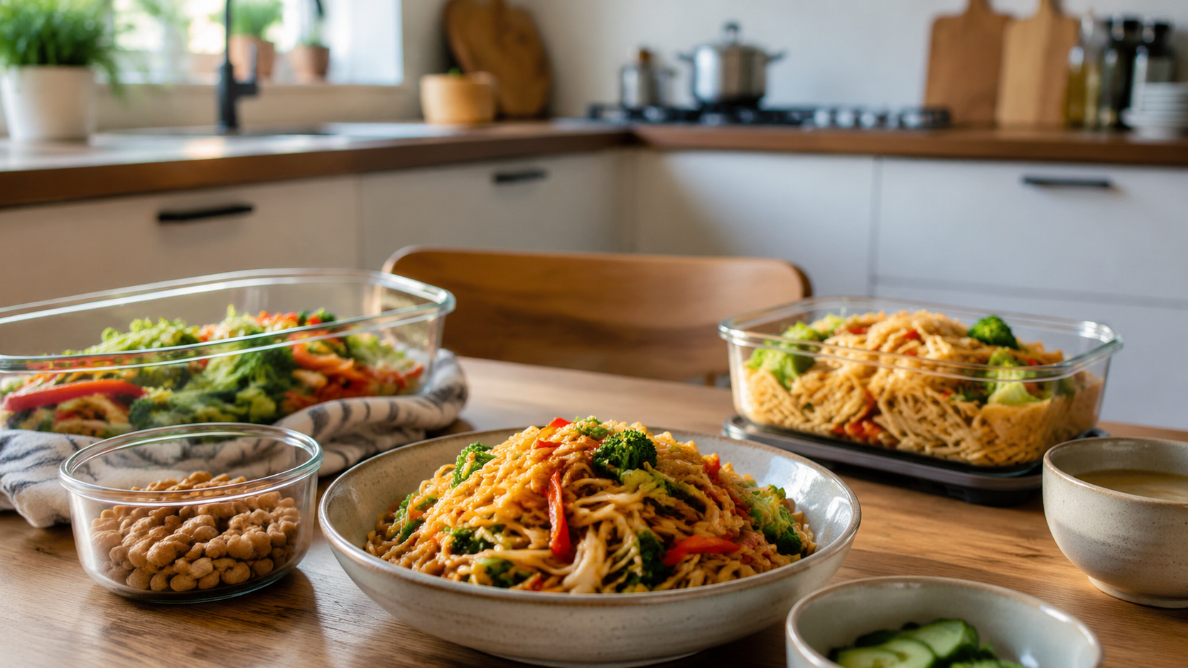 Peanut Noodle Vegetable Box ready to serve or store