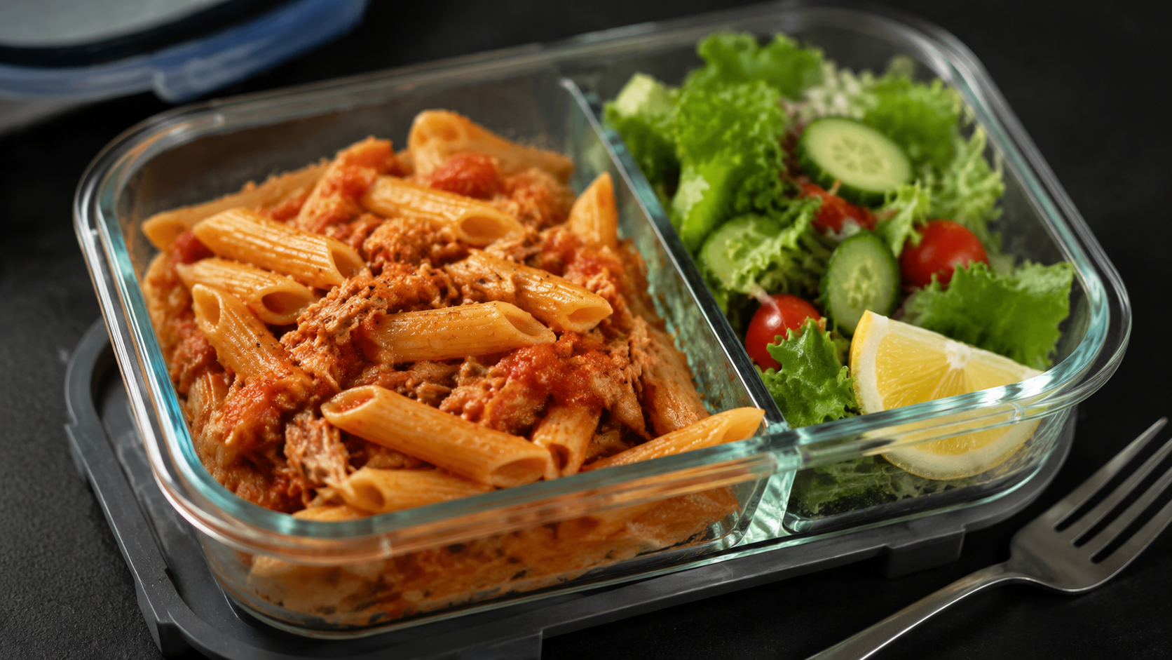 Quick Tuna Tomato Pasta for Lunch or Dinner ready to serve or store