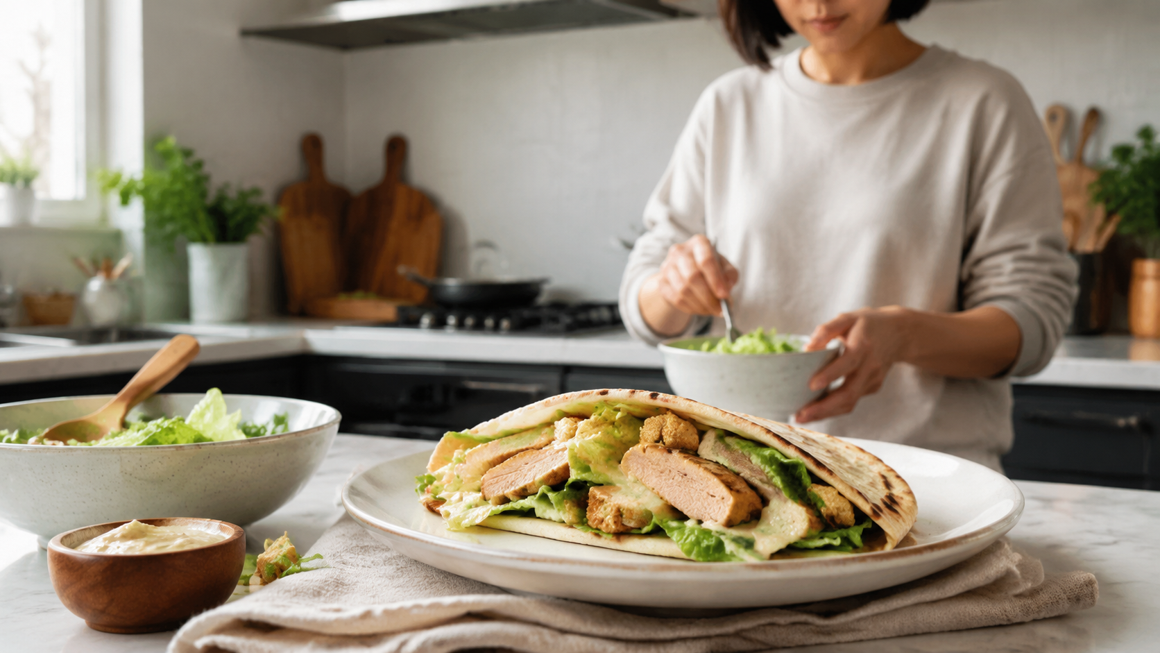 Rotisserie Chicken Caesar Pita ingredients and preparation