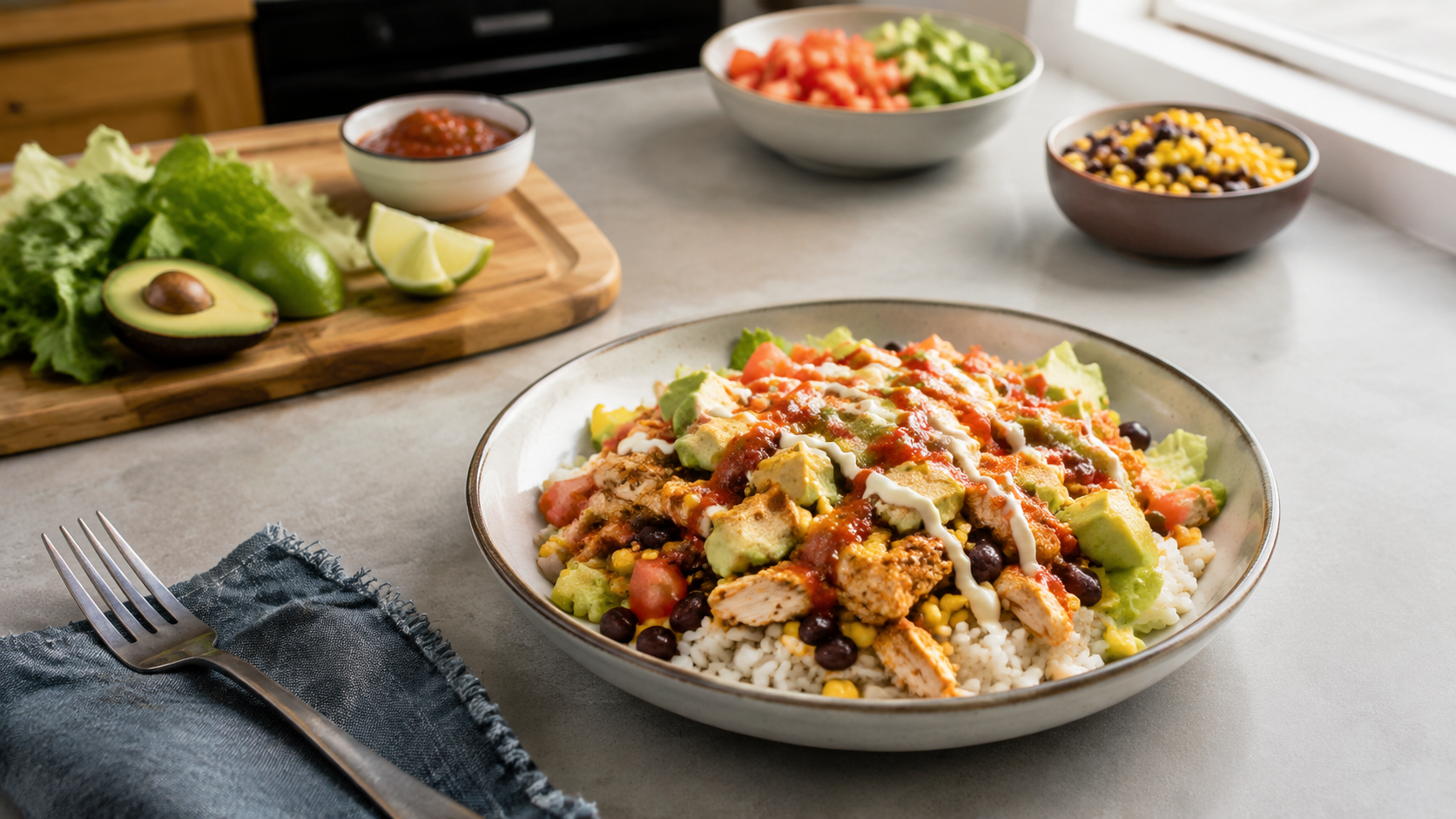 Rotisserie Chicken Taco Rice Plate ready to serve or store