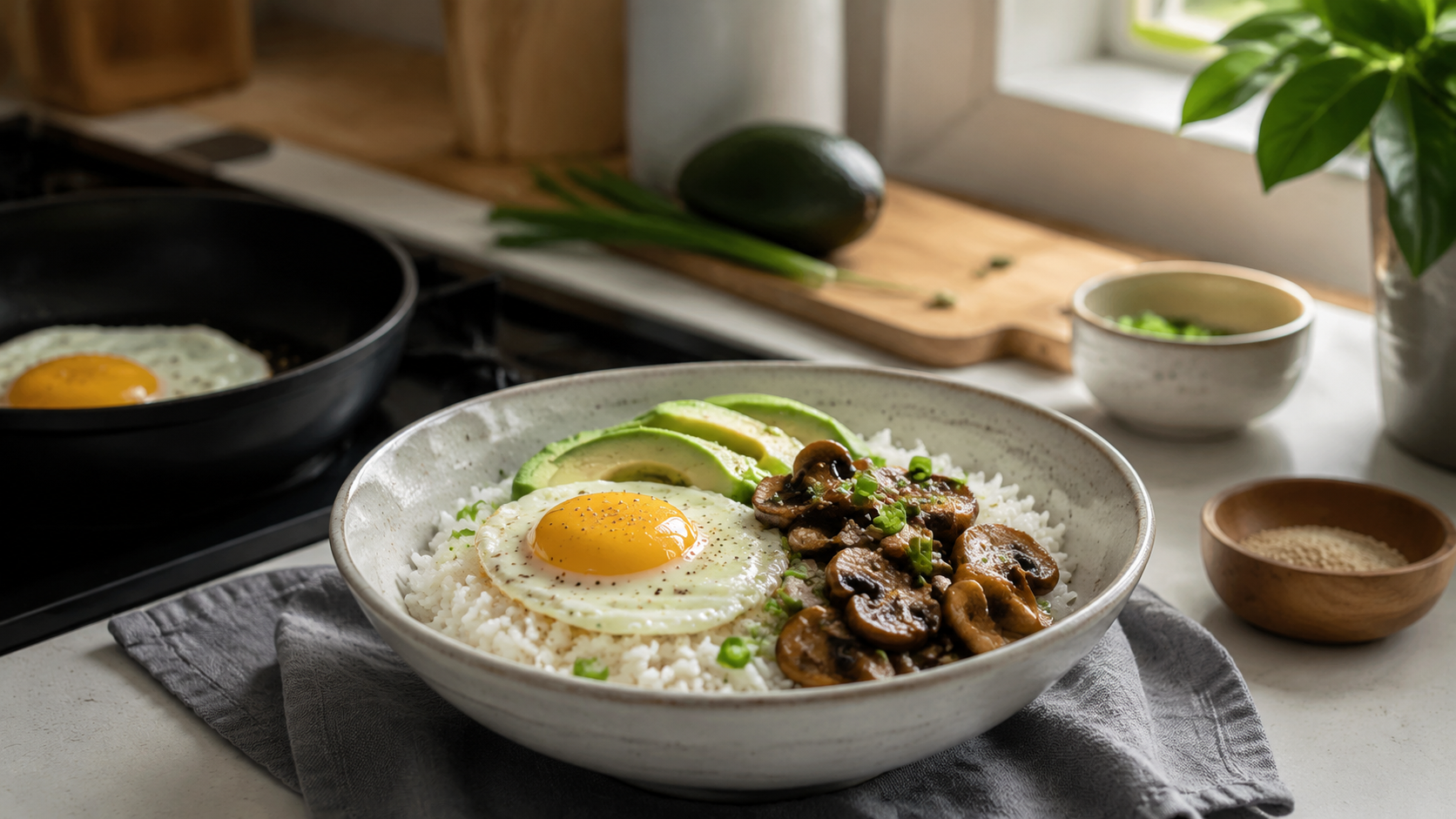 Savory Breakfast Rice Bowl ingredients and preparation