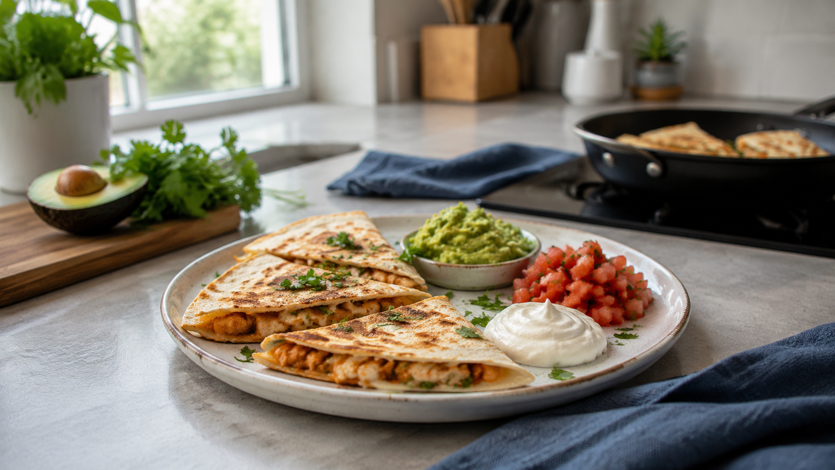 Spicy Chicken Quesadilla Plate ingredients and preparation