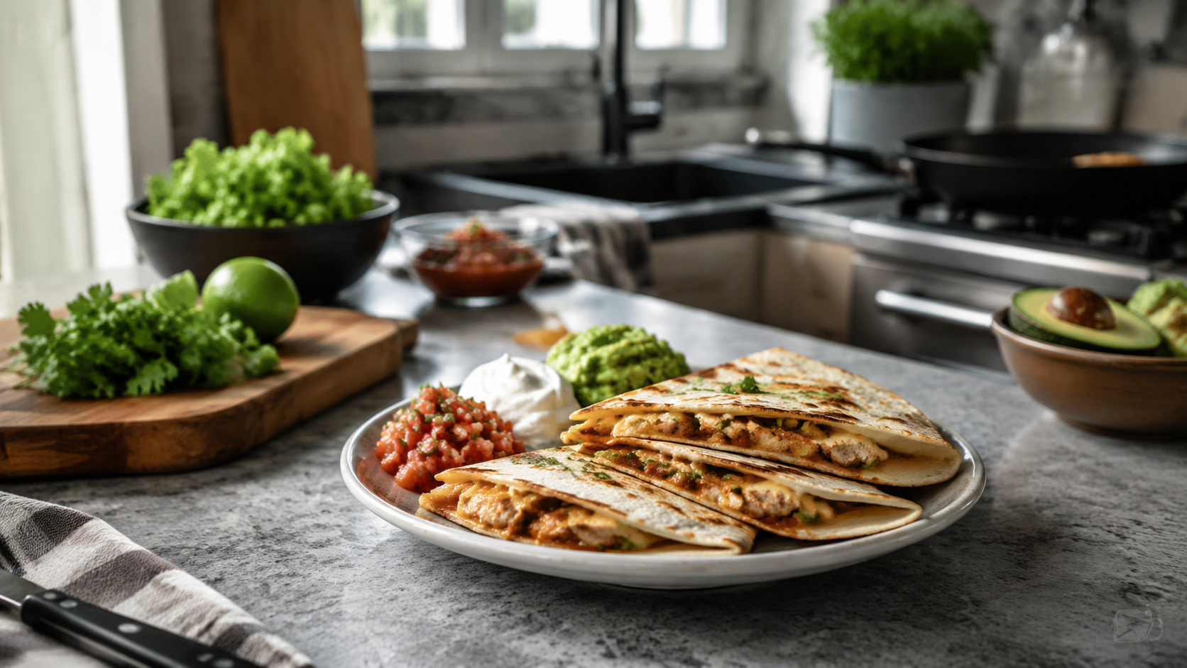 Spicy Chicken Quesadilla Plate ready to serve or store