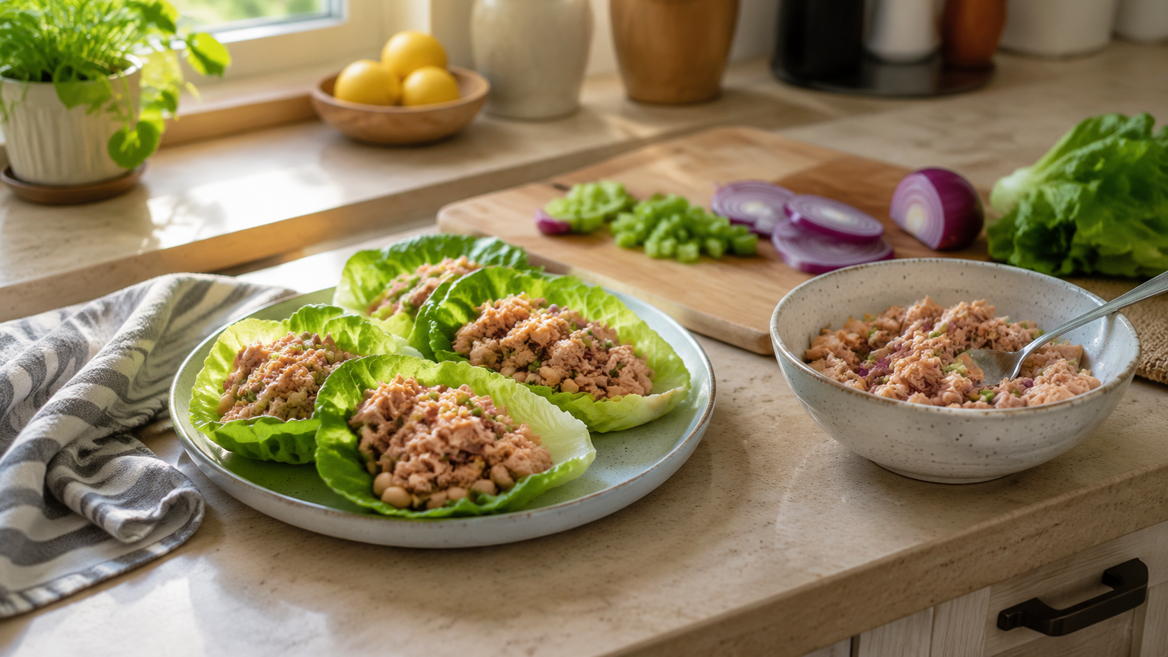 Tuna White Bean Lettuce Cups ingredients and preparation